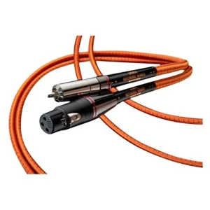 Orange braided professional audio cable with XLR and 1/4-inch connectors.