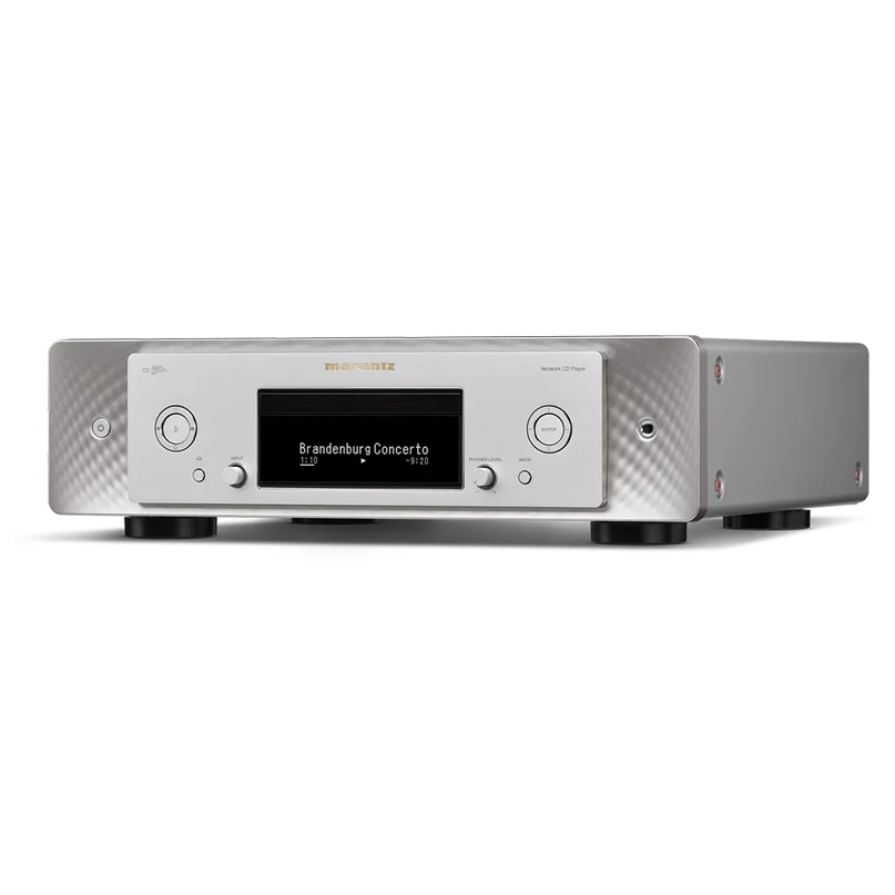 Marantz Cd 50N Cd Player Marantz network cd player, silver with brushed metal sides and a central display.