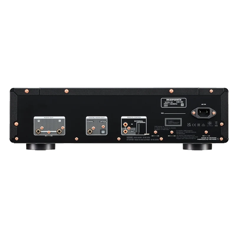 Marantz Cd 60 Premium Cd Player Rear view of marantz cd60 cd player with analog audio out and coaxial and optical digital outputs.