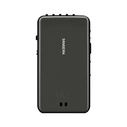 Sangean Dt-140 Am/Fm Pocket Receiver Sangfen rugged protective case with gray back panel, black frame, and two small bottom openings