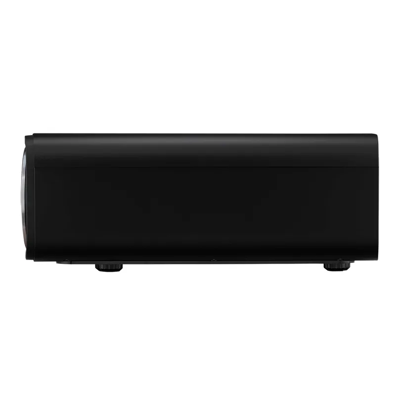 Jvc Dla-Nz700 Projector Black rectangular projector with front lens, compact body, and small adjustable feet.