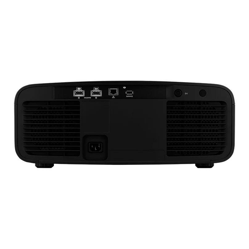 Jvc Dla-Nz700 Projector Black multimedia projector back panel with dual hdmi ports, usb, lan, service port, power input and side cooling vents.