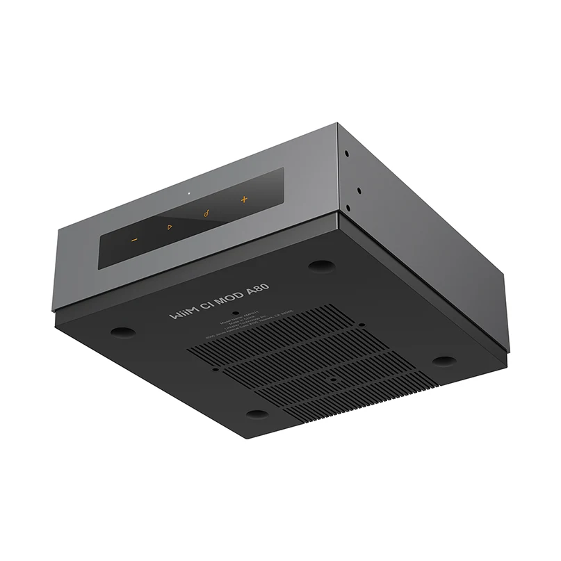 Wiim Ci Mod A80 Amplifier + Audio Streamer For Custom Installation Liin ci mod a80 ceiling-mounted control unit with a rectangular front touchscreen and vented underside.