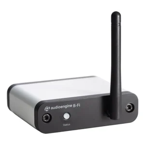 Audioengine B-Fi wireless audio streamer with external tall antenna and front-panel status LED