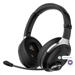 ACEZONE over-ear gaming headset with black cups, silver accents, adjustable headband, and attached boom microphone.