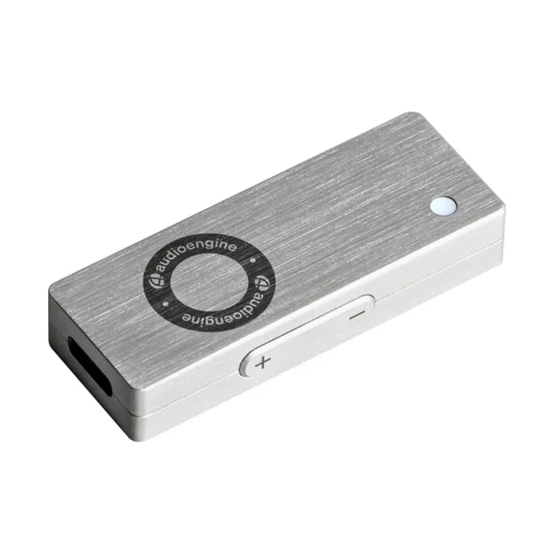 Audioengine Dac3 Portable Headphone Amplifier &Amp; Dac Audioengine usb dac and headphone amplifier in brushed aluminum, featuring circular control dial, side volume/mute switch, and led indicator.