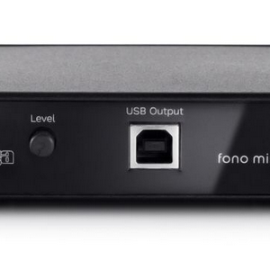 Rega Fono Mini A2D USB phono preamp with front USB output and level knob.