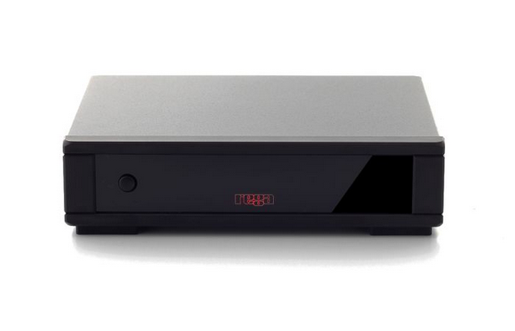 Rega Fono Mc Mk4 Slim black external optical drive with front power button and red brand logo.