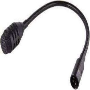 Gooseneck microphone with a 3-pin XLR connector and flexible black stem.