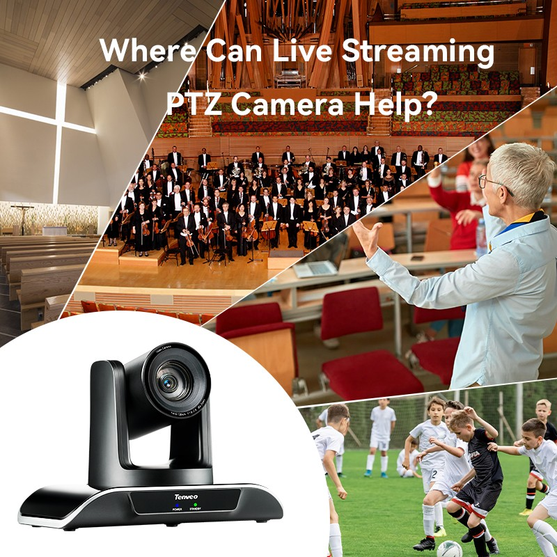 Tevo-Vhd630A Ai Auto Tracking Ndi Ptz Camera With 30X Zoom Tenveo ptz video conference camera on a curved white base with a black motorized pan-tilt lens.