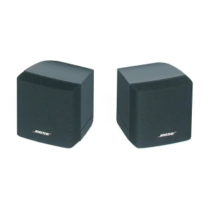 Pair of Bose compact desktop speakers with black perforated front grilles and rounded tops.