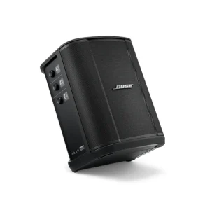 Bose black portable speaker with front grille and side control panel.