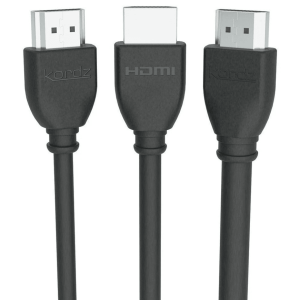 Three black cables with USB Type-A (Kordz) connectors on the ends and a center HDMI connector.