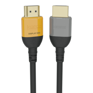 Kordz HDMI display end cable with orange display end plug and gray HDMI plug