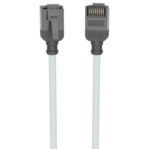 Kordz branded two-ended gray cable with latch-style plug on one end and gold-pin multi-pin plug on the other.