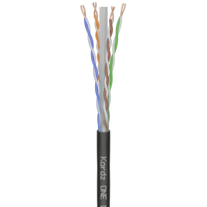 Kordz ONE Ethernet cable with four twisted pairs and copper conductors within a black jacket
