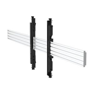 Adjustable wall-mount bracket with two black vertical rails and three aluminum crossbars.