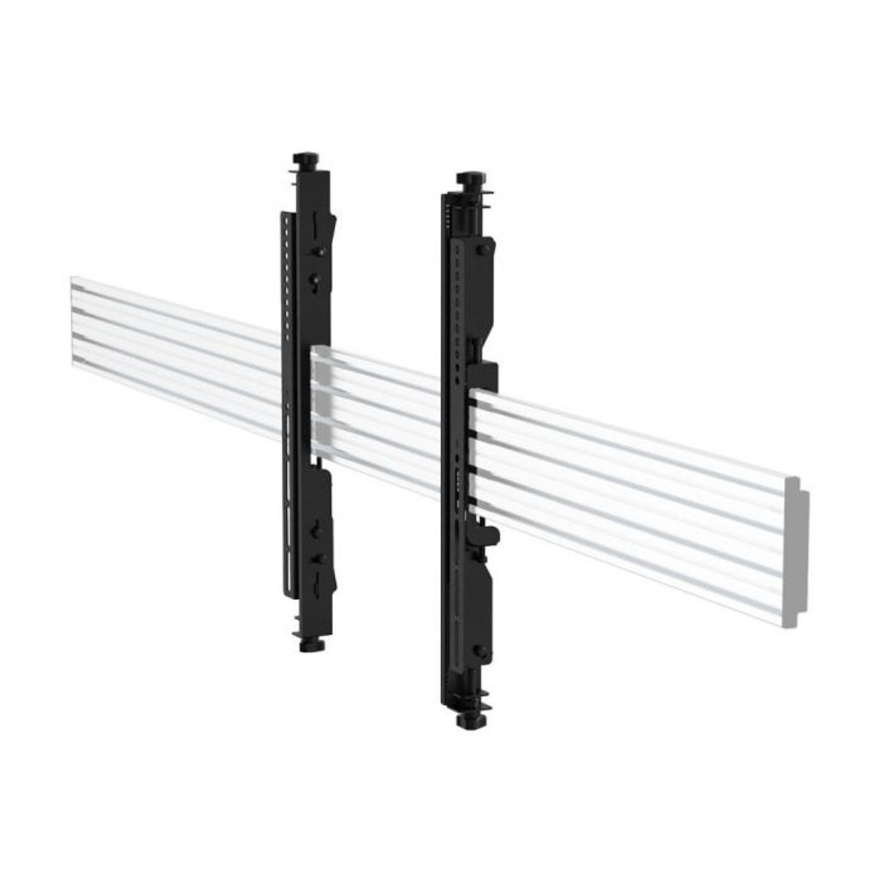 Atdec Adb-B400M Adjustable wall-mount bracket with two black vertical rails and three aluminum crossbars.
