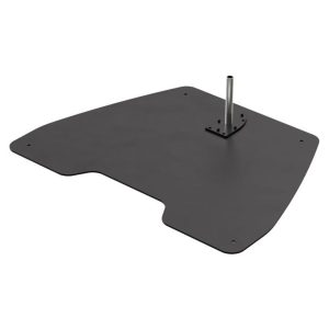 Dark gray irregular base plate with mounting holes and a vertical metal post.