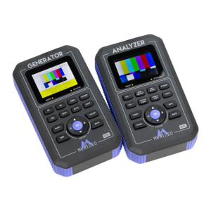 Two Murideo 8K generator and analyzer devices with color bar displays and labeled controls.