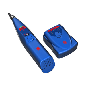 Blue pen-style diagnostic instrument with cone tip and matching blue base unit labeled TEST for laboratory use.