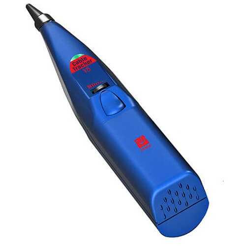 Kordz Psiber – Cabletracker High Power Network Tone &Amp; Probe Kit Blue handheld hot glue gun with pointed nozzle and trigger.