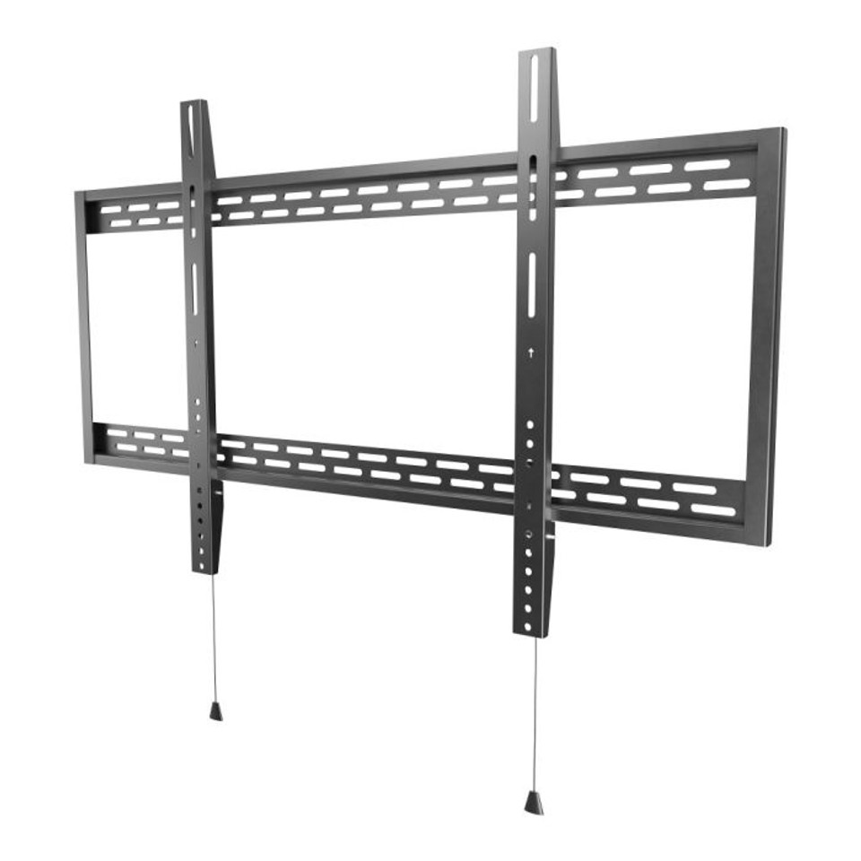 Atdec Ad-Wf-10090 Metal universal tv wall mount frame with two vertical rails and perforated crossbars for adjustable vesa mounting.