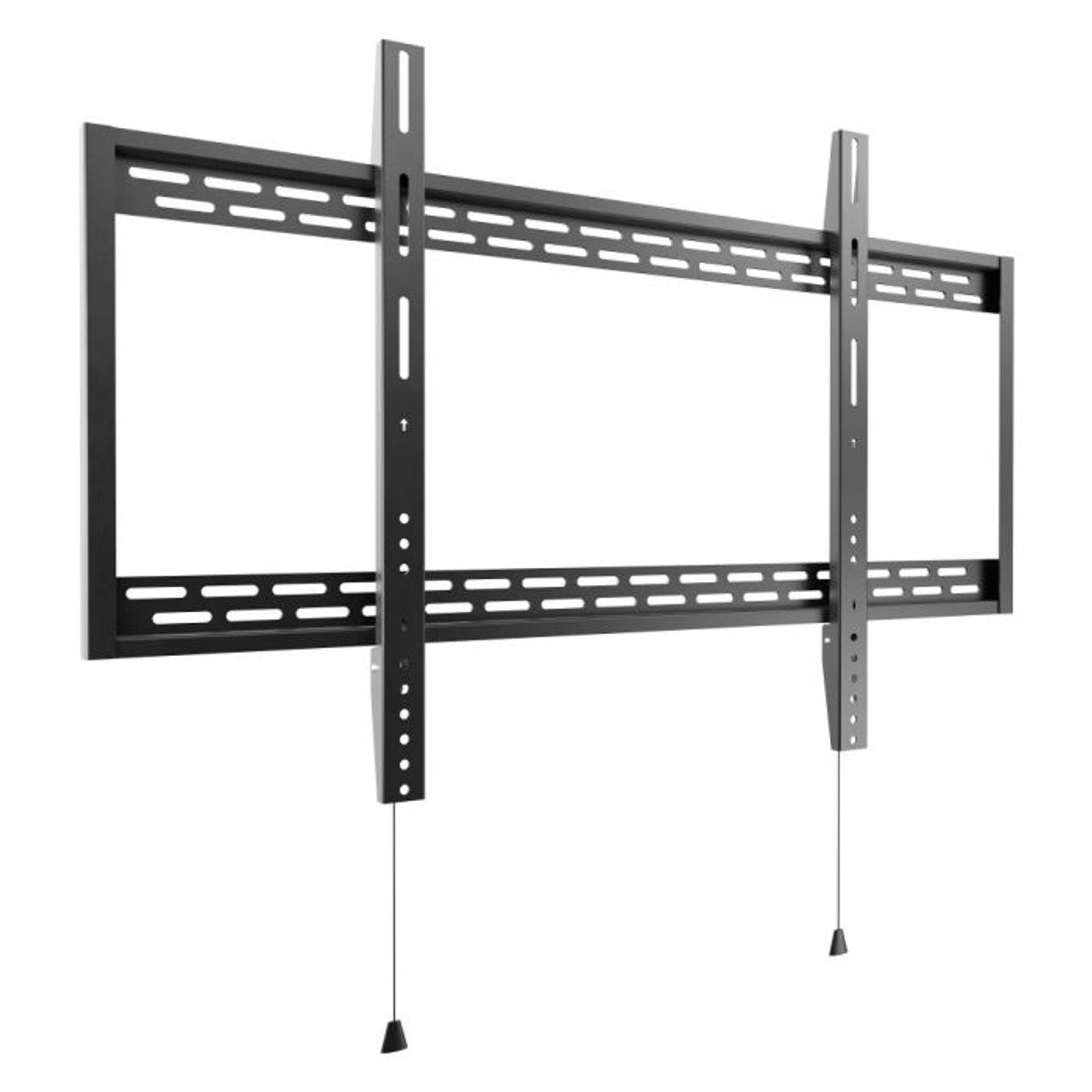 Atdec Ad-Wf-10090 Dual-post tv wall mount bracket with adjustable arms and slotted rails for mounting a flat-screen television.