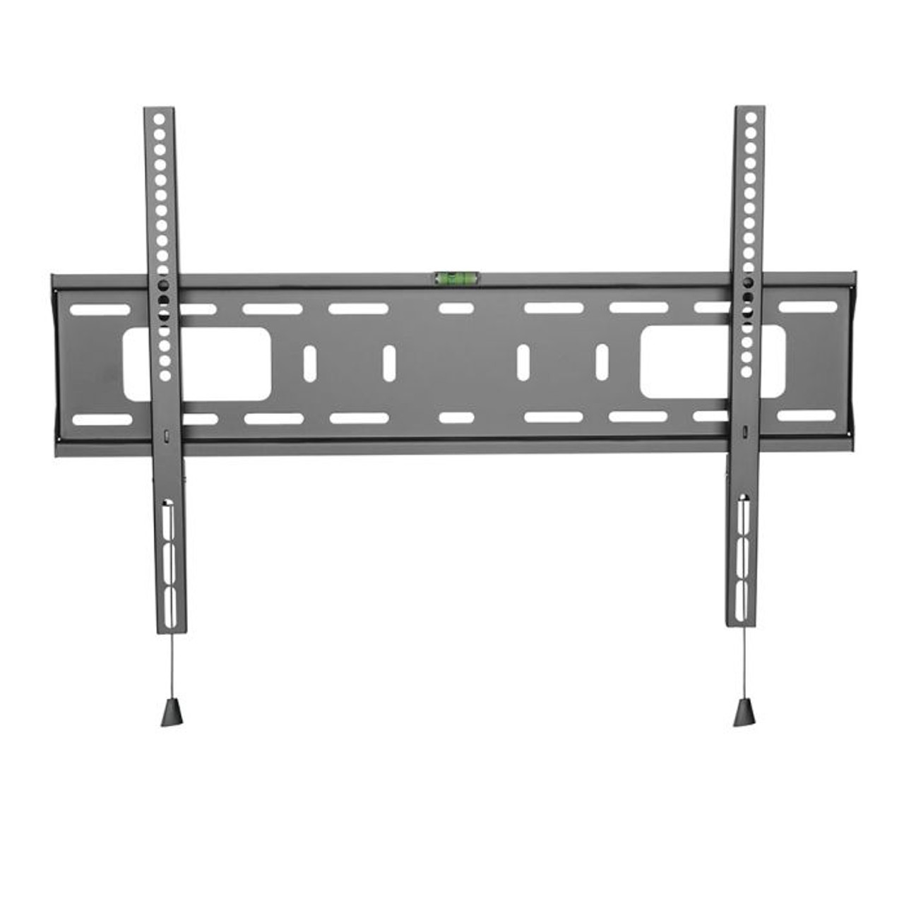 Atdec Ad-Wf-5060 Tv wall mount with dual vertical rails and long perforated mounting plate, featuring built-in bubble level.