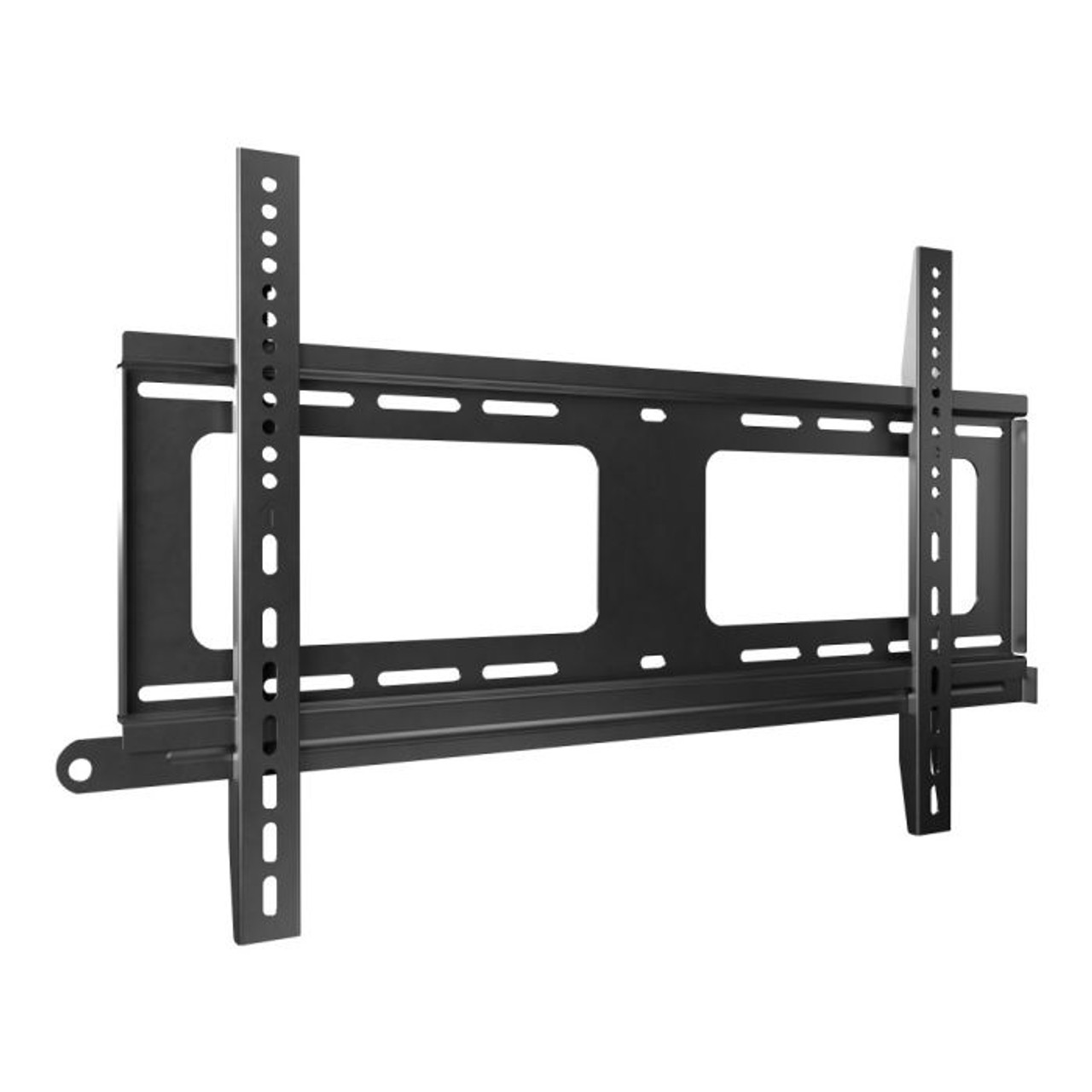 Atdec Ad-Wf-8060 Black universal tv wall mount with two perforated vertical rails and a central backplate.