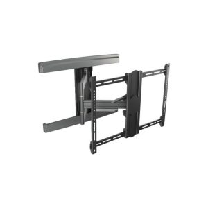 Full-motion adjustable TV wall mount bracket with extendable arms and dual vertical rails