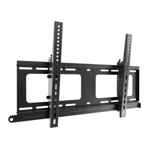 Black adjustable TV wall mount bracket with dual vertical rails and a central mounting plate.
