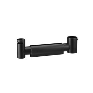 Matte black double-arm wall mount bracket with circular end clamps