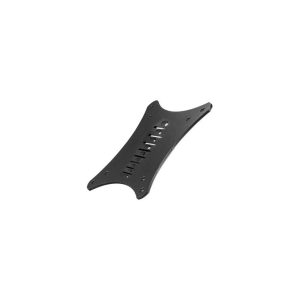 Black curved metal mounting plate with a central row of elongated slots and multiple mounting holes.