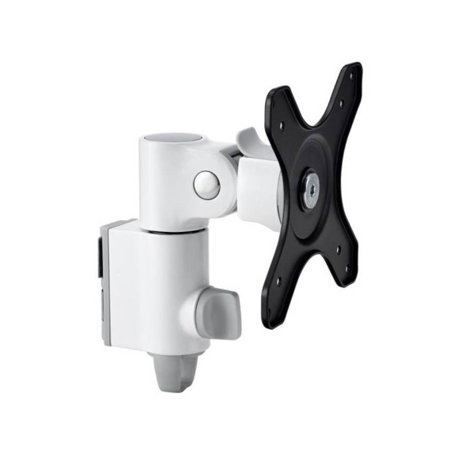 Atdec Awm-A13-W White articulating monitor wall mount arm with a black vesa mounting plate.