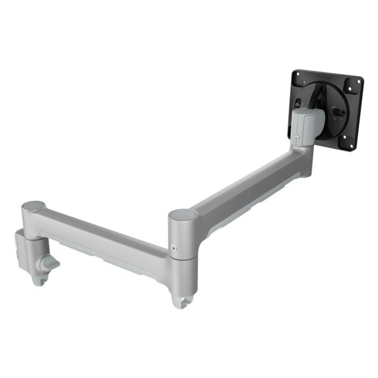 Atdec Awm-A71T Adjustable desk-mounted monitor arm with two gray articulating arms and a vesa mounting plate.