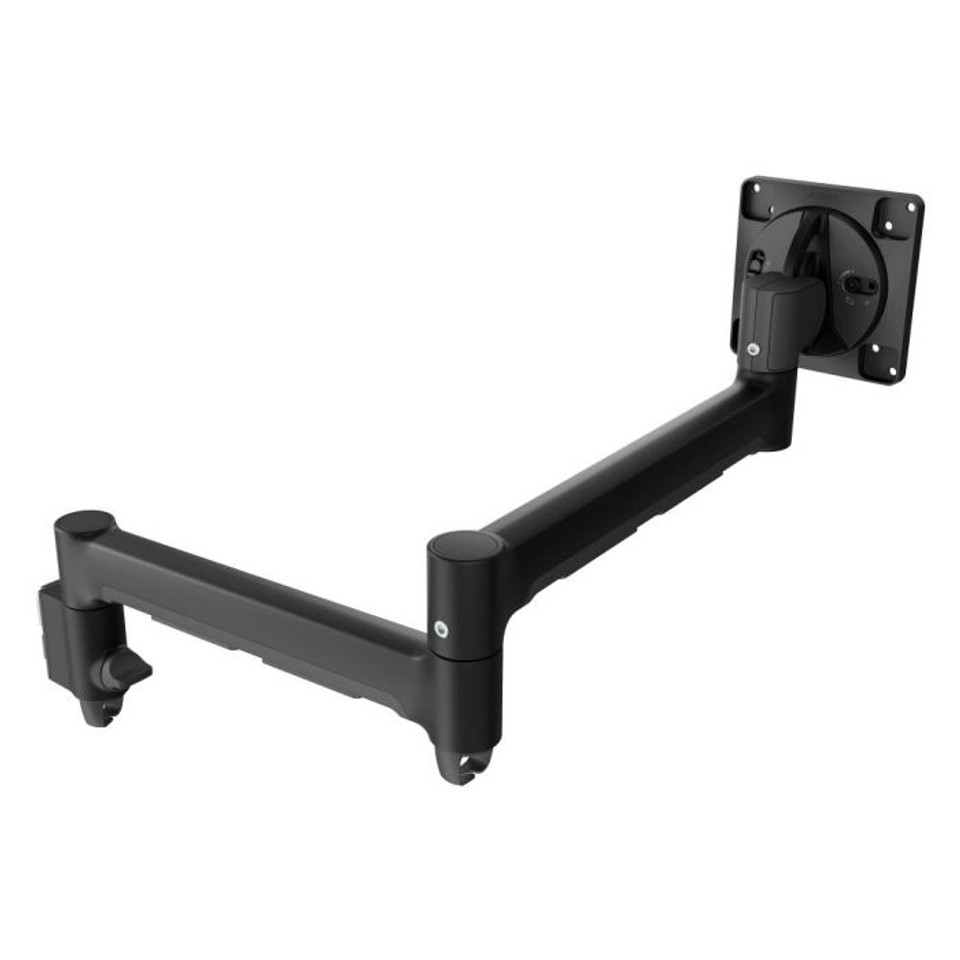 Atdec Awm-A71T Black articulating monitor arm with desk clamp and vesa mounting plate.