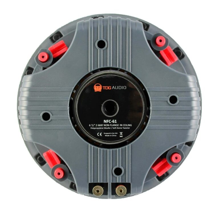 Tdg Audio Architectural 8&Quot; Ceiling Speakers Tdg audio nfc-61 6. 5-inch two-way in-ceiling speaker, non-flange, rear view with red terminal posts.