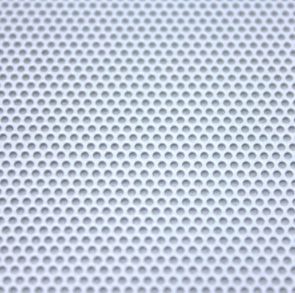Tdg Audio Sg-6 &Amp; Sg-8 Square Grill For 6.5″ &Amp; 8″ In-Ceiling Speakers Close-up of a white perforated metal sheet with evenly spaced circular holes
