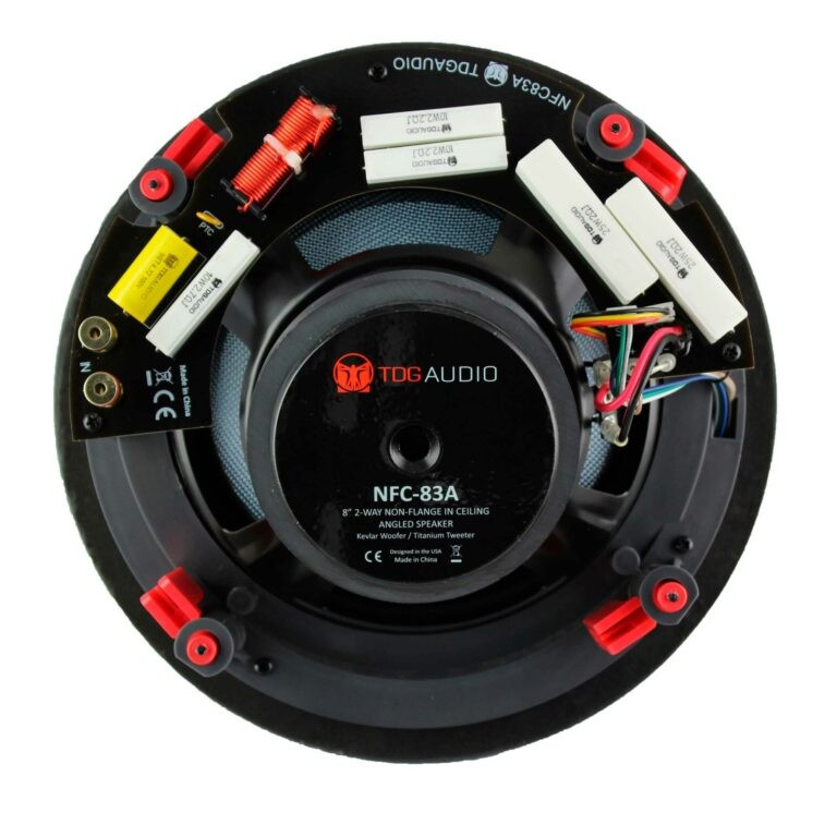 Tdg Audio Nfc-83A 8″ Angled In-Ceiling Speaker Tdg audio nfc-83a 8-inch two-way non-flange in-ceiling angled speaker with kevlar woofer and titanium tweeter, back-mounted crossover.