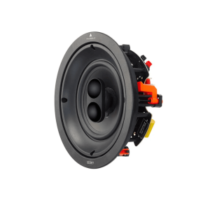 Triangle Secret round loudspeaker with black cone, front view; brand Triangle and model Secret indicated on rim, back terminals visible.