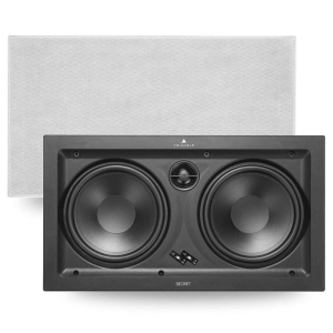 Triangle Secret loudspeaker with dual large woofers and central tweeter, black front panel.