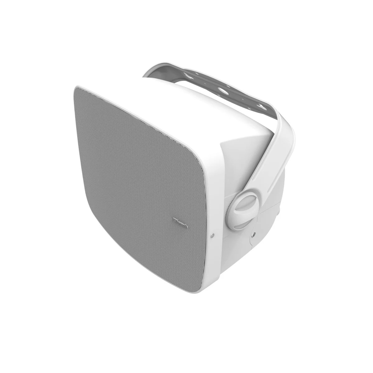 Klipsch Rsm-525 White portable wireless speaker with curved front grille, built-in carrying handle, and large side dial.
