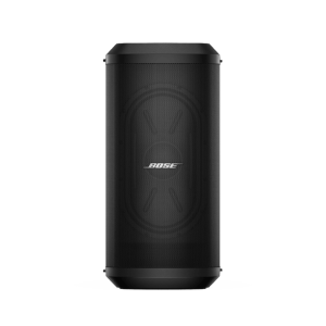 Bose cylindrical portable Bluetooth speaker with a black perforated grille and white Bose logo.