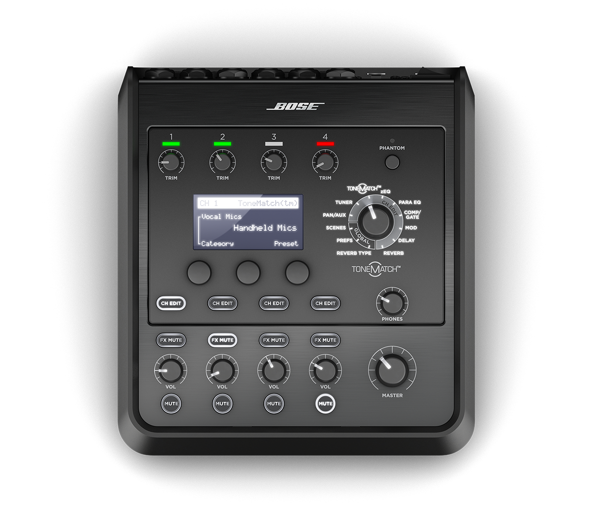 Bose T4S Tonematch Mixer Bose tonematch mixer with four trim channels, lcd display, and master control.