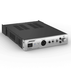 Bose FreeSpace IZA 190-Hz integrated zone amplifier front panel with power switch, inputs, and master tone controls.