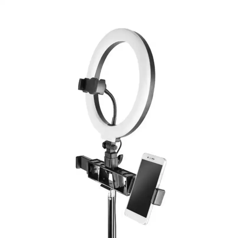 Vonyx Rl25 Ringlamp Led ring light with phone holder on an adjustable tripod stand.