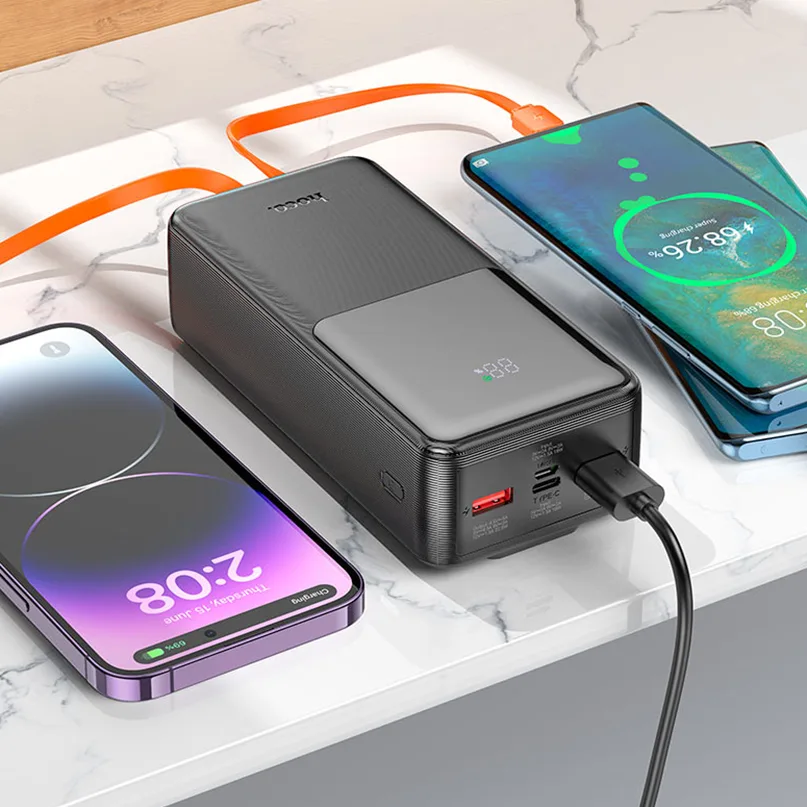 Hoco Power Bank “J119B Sharp Charger” 22.5W 30000Mah Hoco portable power bank with usb-c and usb-a ports and led display charging smartphones.