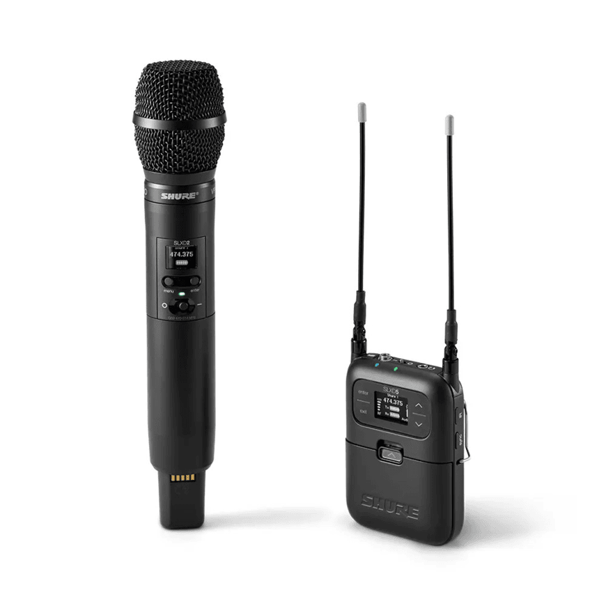 Jands Portable Digital Wireless Handheld System Slxd2 Tx; Vp68 Mic; Slxd5 Rx; Frequency L57 = 650–694Mhz Shure slxd2 handheld wireless microphone with slxd4 two-channel receiver and dual antennas.