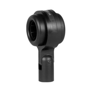 Black circular spotlight head mounted on a short adjustable arm.